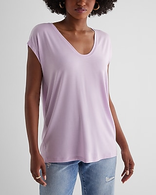 Supersoft Relaxed Scoop Neck Tunic Tee Purple Women's S