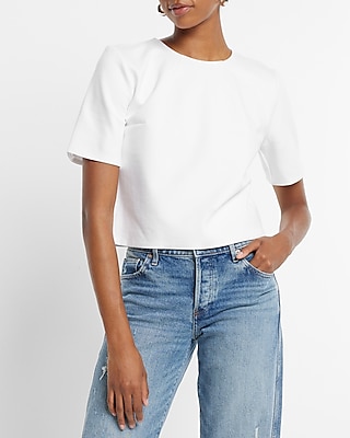 Skimming Ponte Boxy Tee White Women's L