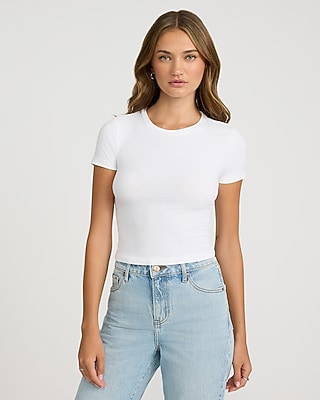 Fitted Ribbed Crew Neck Crop Top