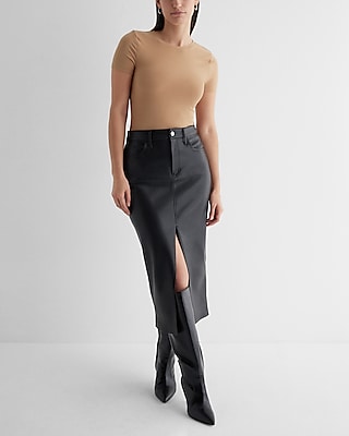 Fitted Ribbed Crew Neck Crop Top Brown Women's M