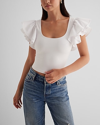 Bodycon High Compression Flutter Sleeve Tee