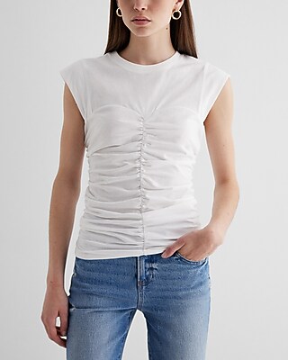 Skimming Crew Neck Ruched Tee