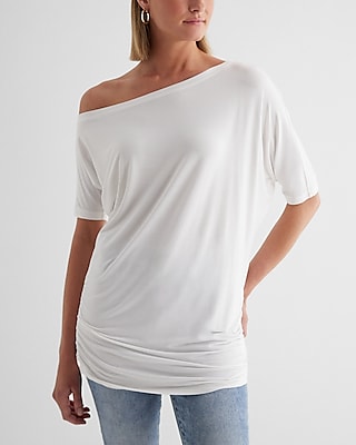 Supersoft Relaxed Off The Shoulder Ruched London Tee