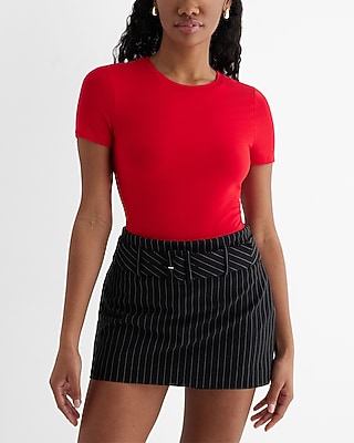 Supersoft Fitted Crew Neck Short Sleeve Bodysuit Red Women's M