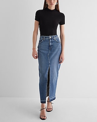 Supersoft Fitted Mock Neck Short Sleeve Bodysuit Black Women's L