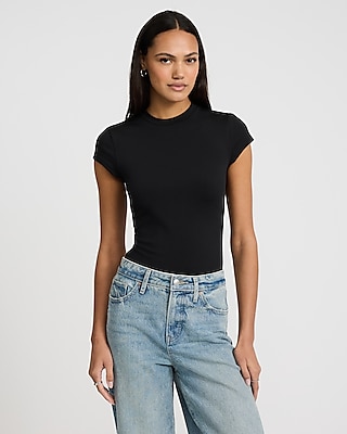 Bodycon High Compression Crew Neck Short Sleeve Tee Black Women's S