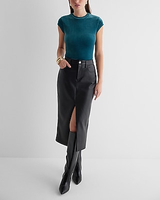 Bodycon Velvet Crew Neck Short Sleeve Tee