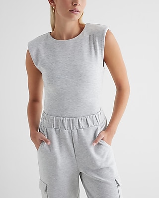 Bodycon Luxe Lounge Padded Shoulder Bodysuit Gray Women's M