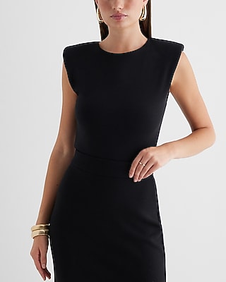 Bodycon Luxe Lounge Padded Shoulder Bodysuit Black Women's M