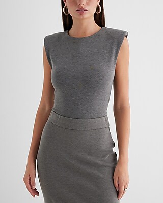 Bodycon Luxe Lounge Padded Shoulder Bodysuit Brown Women's XS