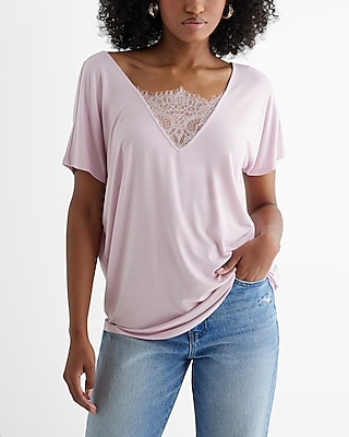 Lace Double V-Neck Short Sleeve London Tee