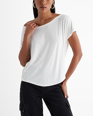 Relaxed Off The Shoulder Short Sleeve London Tee White Women's S