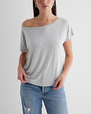 Relaxed Off The Shoulder Modern London Tee Gray Women's M