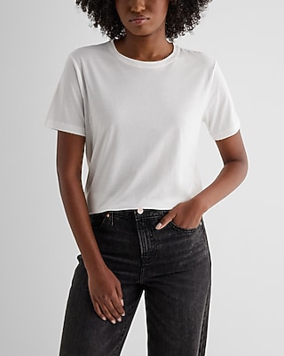 Skimming Cotton Crew Neck Short Sleeve Tee White Women's L