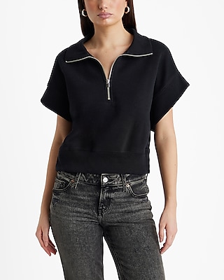 Luxe Comfort Quarter Zip Short Sleeve Fleece Sweatshirt Women's