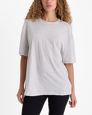 Cotton Crew Neck Boyfriend Tee Gray Women's