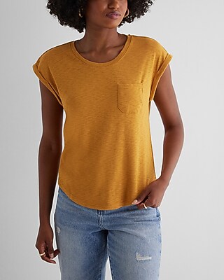 Skimming Crew Neck Pocket Tee Orange Women's XS