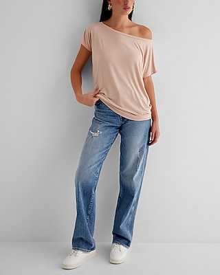 Relaxed Off The Shoulder Short Sleeve London Tee Black Women's S