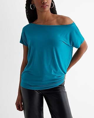 Relaxed Off The Shoulder Short Sleeve London Tee Blue Women's XL