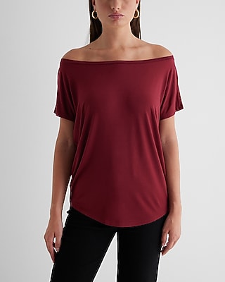 Relaxed Off The Shoulder Short Sleeve London Tee Brown Women's XL