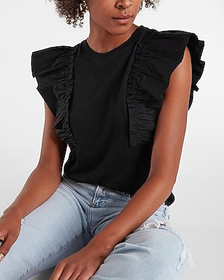 Ruffle Short Sleeve Skimming Tee