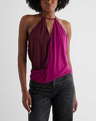 Skimming Color Block V-Neck Surplice Cami