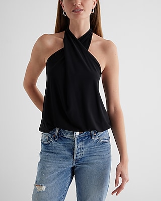 Twist Halter Neck Tank Black Women's XS