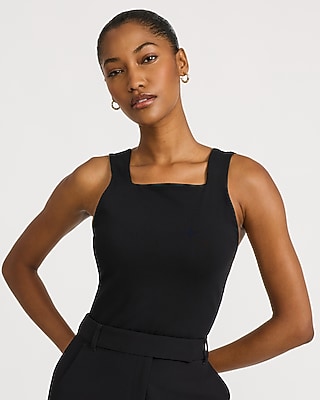 Body Contour Light Compression Square Neck Sleeveless Bodysuit in Stretch Cotton