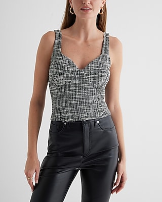 Bodycon Tweed Sweetheart Neckline Tank