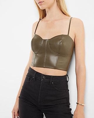 Bodycon Faux Leather Corset Crop Top