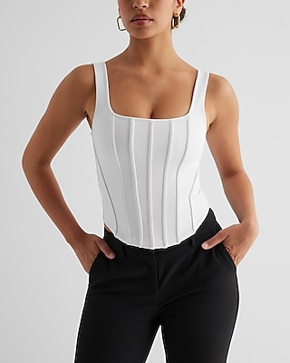 Bodycon High Compression Corset Crop Top White Women's M