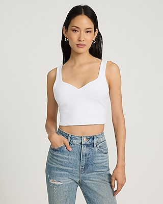 Bodycon High Compression Sweetheart Neckline Crop Top White Women's XS