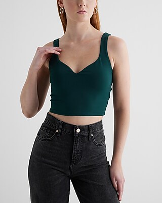 Bodycon High Compression Sweetheart Neckline Crop Top Green Women's XL