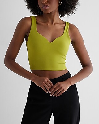 Bodycon High Compression Sweetheart Neckline Crop Top Green Women's S