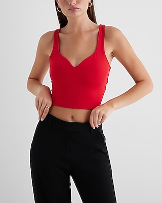 Bodycon High Compression Sweetheart Neckline Crop Top Red Women's XL