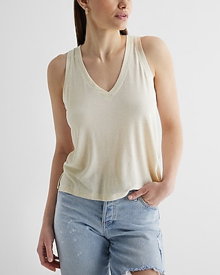 Supersoft Linen-Blend Skimming V-Neck Tank