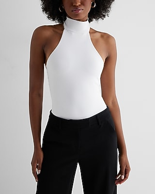 Bodycon High Compression Mock Neck Halter Bodysuit