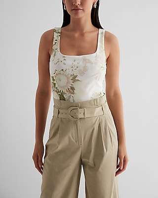 Bodycon Floral Textured Square Neck Bodysuit