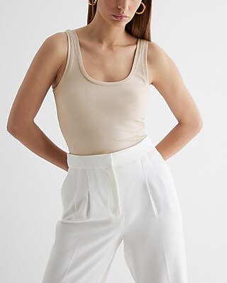 Ribbed Shine Fitted Scoop Neck Tank