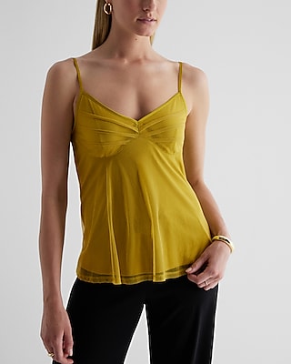 Mesh V-Neck Tie Strap Babydoll Cami