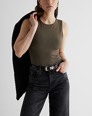 Bodycon High Compression High Neck Bodysuit Green Women's S