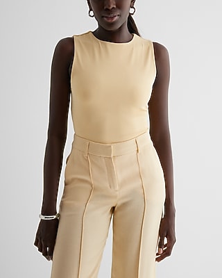 Bodycon High Compression High Neck Bodysuit Yellow Women's S