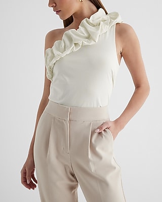 Puff One Shoulder Tank White Women's M