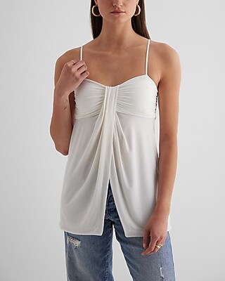 Sweetheart Neckline Draped Babydoll Cami White Women's S
