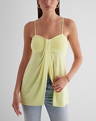 Sweetheart Neckline Draped Babydoll Cami Yellow Women's XS