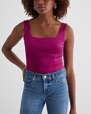 Bodycon Satin Square Neck Tank