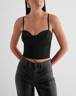 Bodycon Satin Corset Cami With Bra Cups Black Women's L