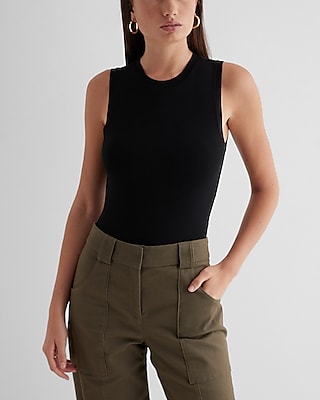 Supersoft Fitted High Neck Sleeveless Bodysuit Black Women's M
