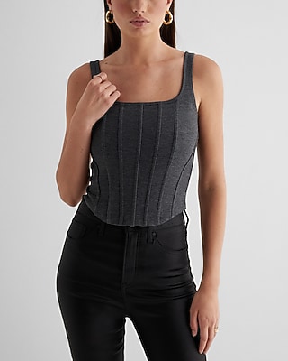 Bodycon Luxe Lounge Corset Crop Top Gray Women's S