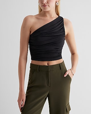 Bodycon Compression Ruched One Shoulder Tank